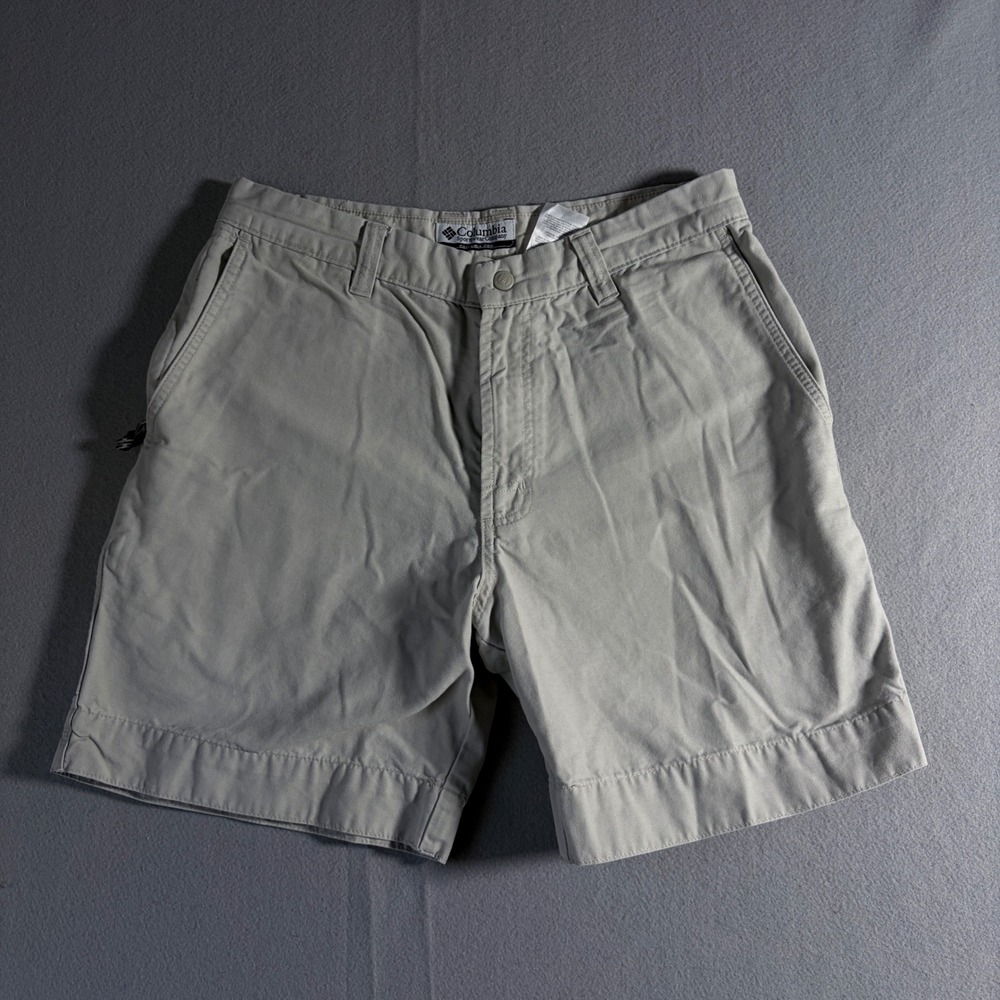 Columbia Mens 32 Khaki Cotton Canvas Utility Hiking Shorts AM4194 Beige